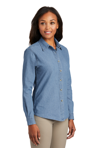 Port & Company - Ladies Long Sleeve Value Denim Shirt | Product | SanMar