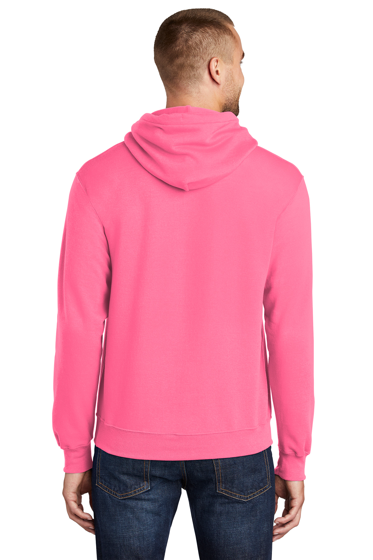 Neon Pink Port & Company Classic Full Zip Hooded Sweatshirt