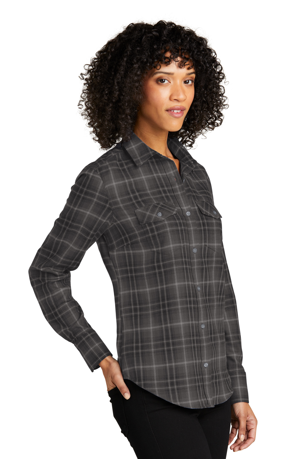 Port Authority Ladies Long Sleeve Ombre Plaid Shirt | Product | SanMar