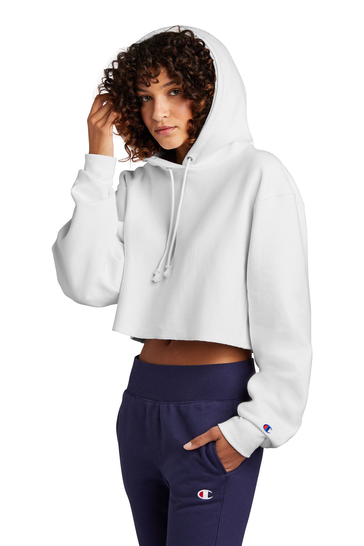 Champion Women's Reverse Weave Cropped Cut-Off Hooded Sweatshirt | Product  | SanMar