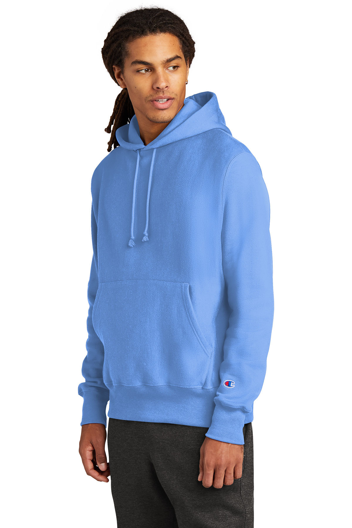 champion sweater light blue pants
