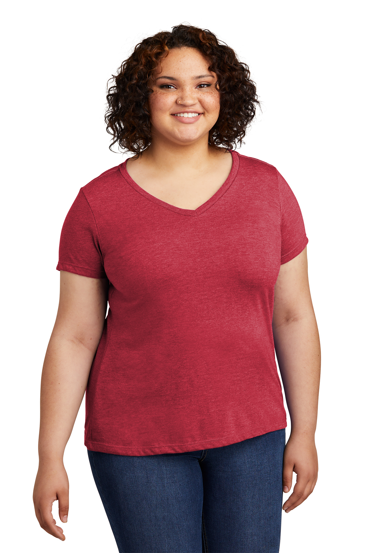 Plus size red v neck t shirt on sale