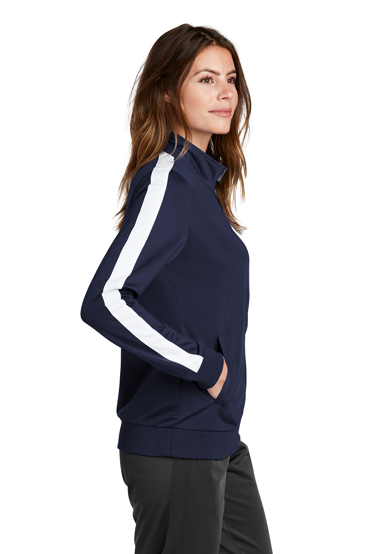 Sport-Tek Ladies Tricot Sleeve Stripe Track Jacket | Product | SanMar