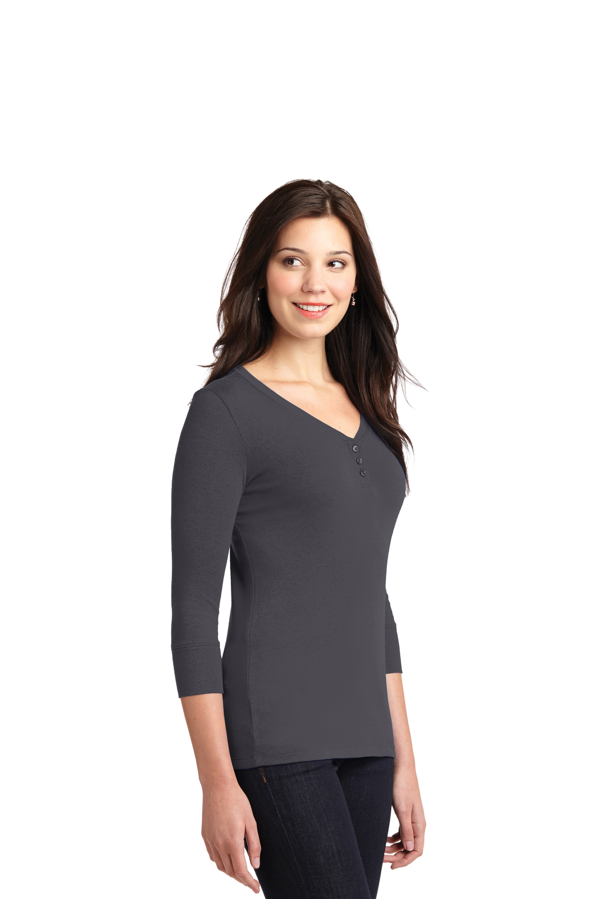Port Authority Ladies Concept Stretch 3/4-Sleeve Scoop Henley | Product ...