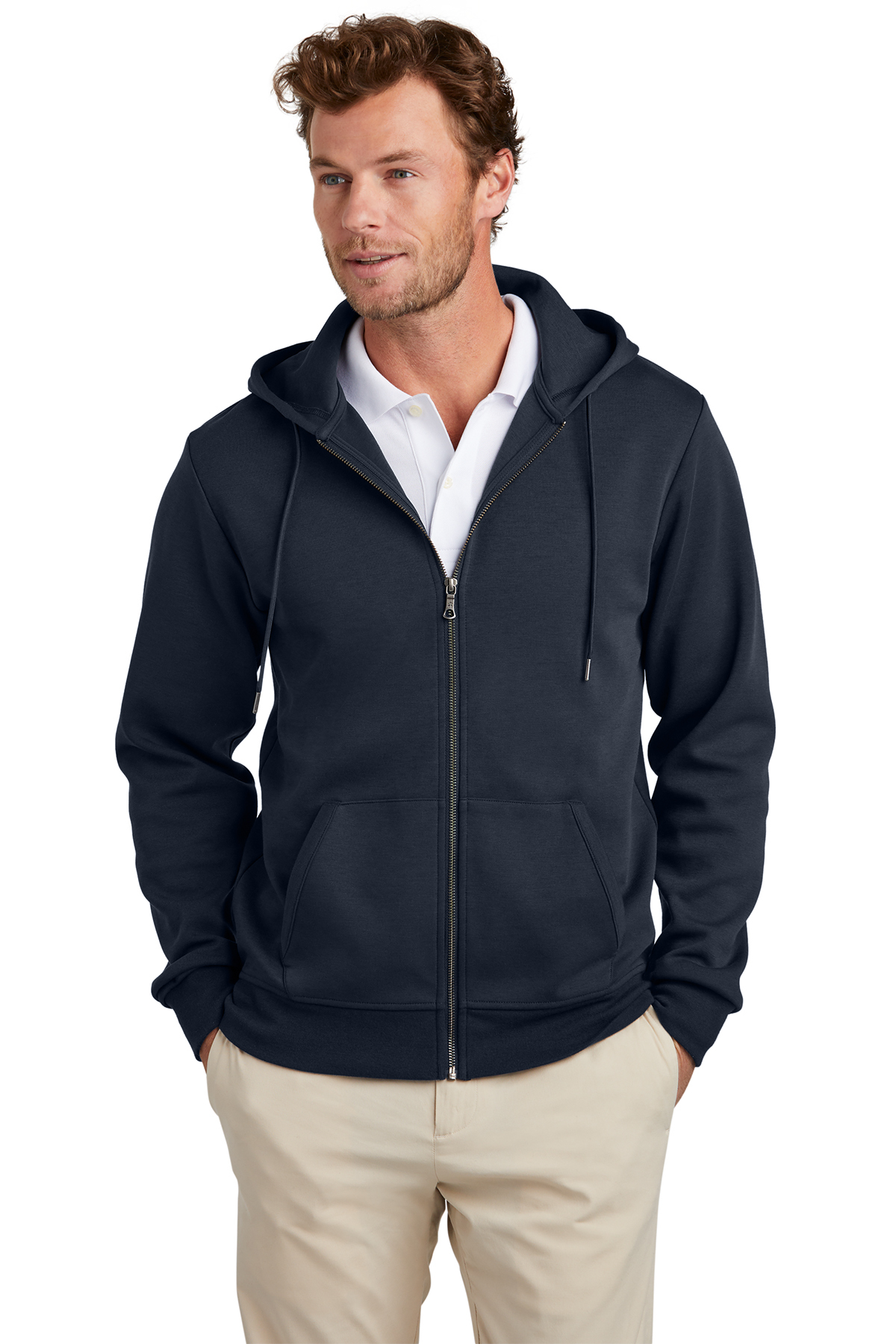 Brooks Brothers Double-Knit Full-Zip Hoodie | Product | SanMar