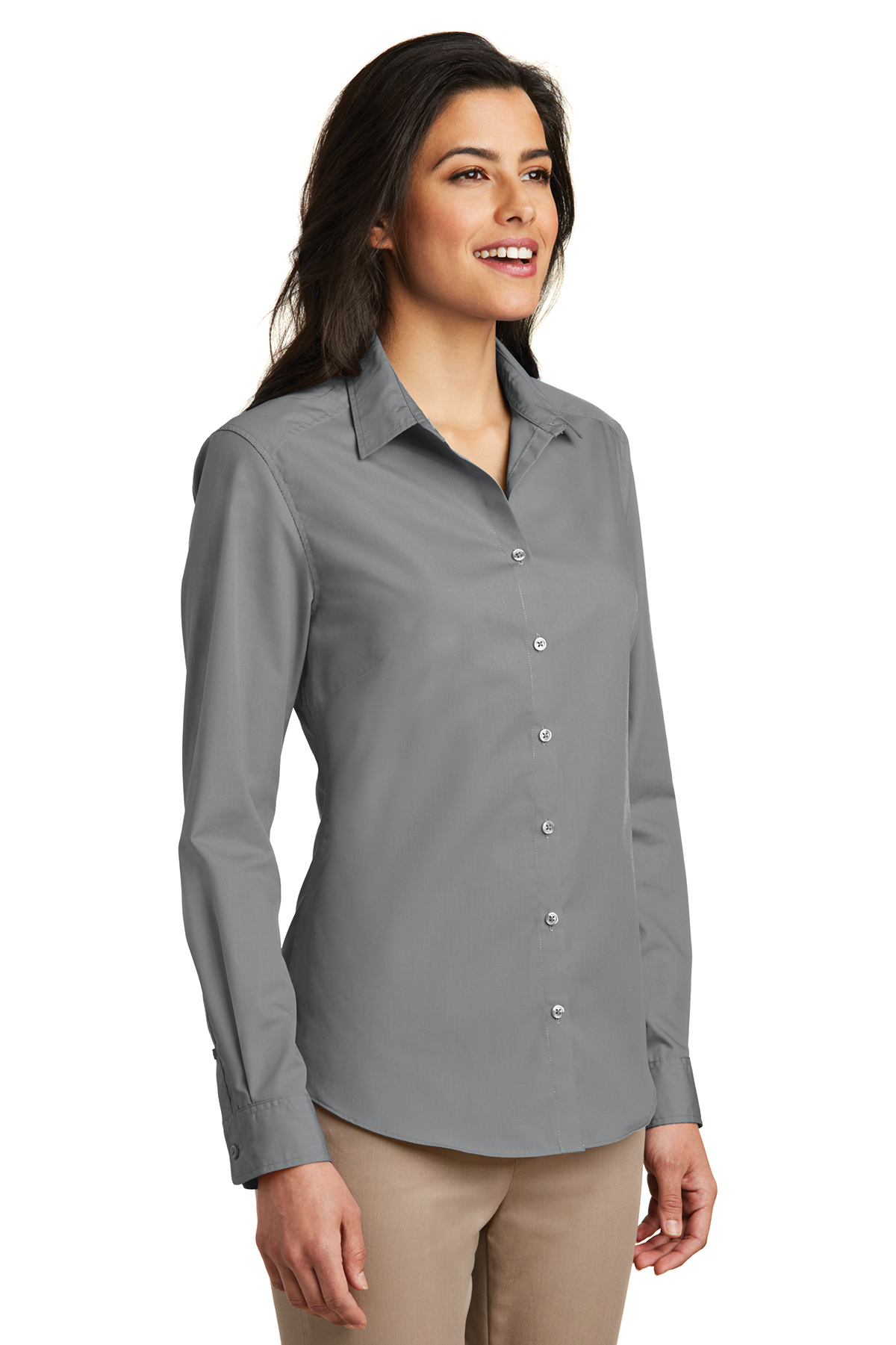 Port Authority Ladies Long Sleeve Carefree Poplin Shirt | Product ...