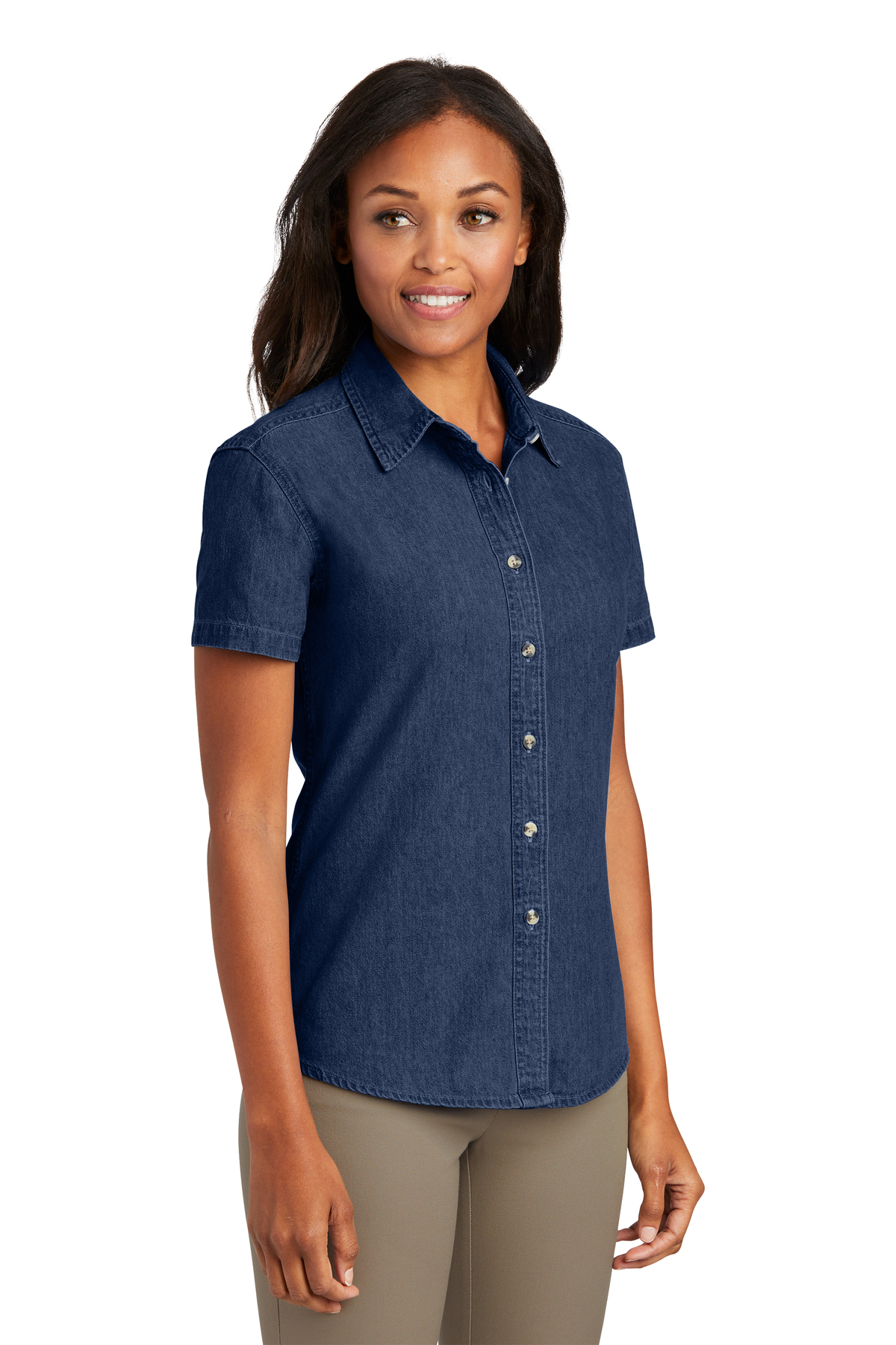 Port & Company LSP11 Ladies Short Sleeve Value Denim Shirt 