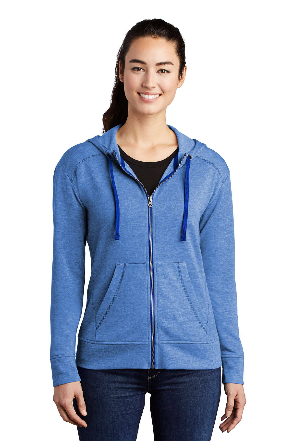 Sport-Tek Ladies PosiCharge Tri-Blend Wicking Fleece Full-Zip Hooded Jacket, Product
