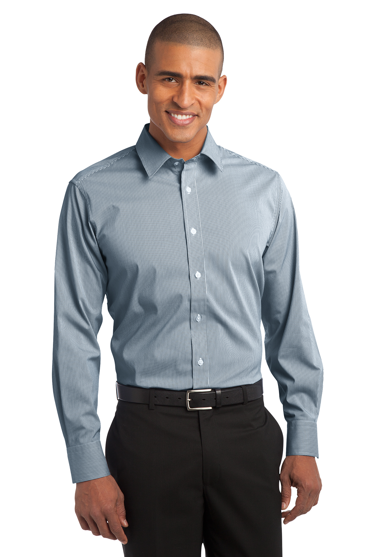 Port Authority Fine Stripe Stretch Poplin Shirt | Product | SanMar
