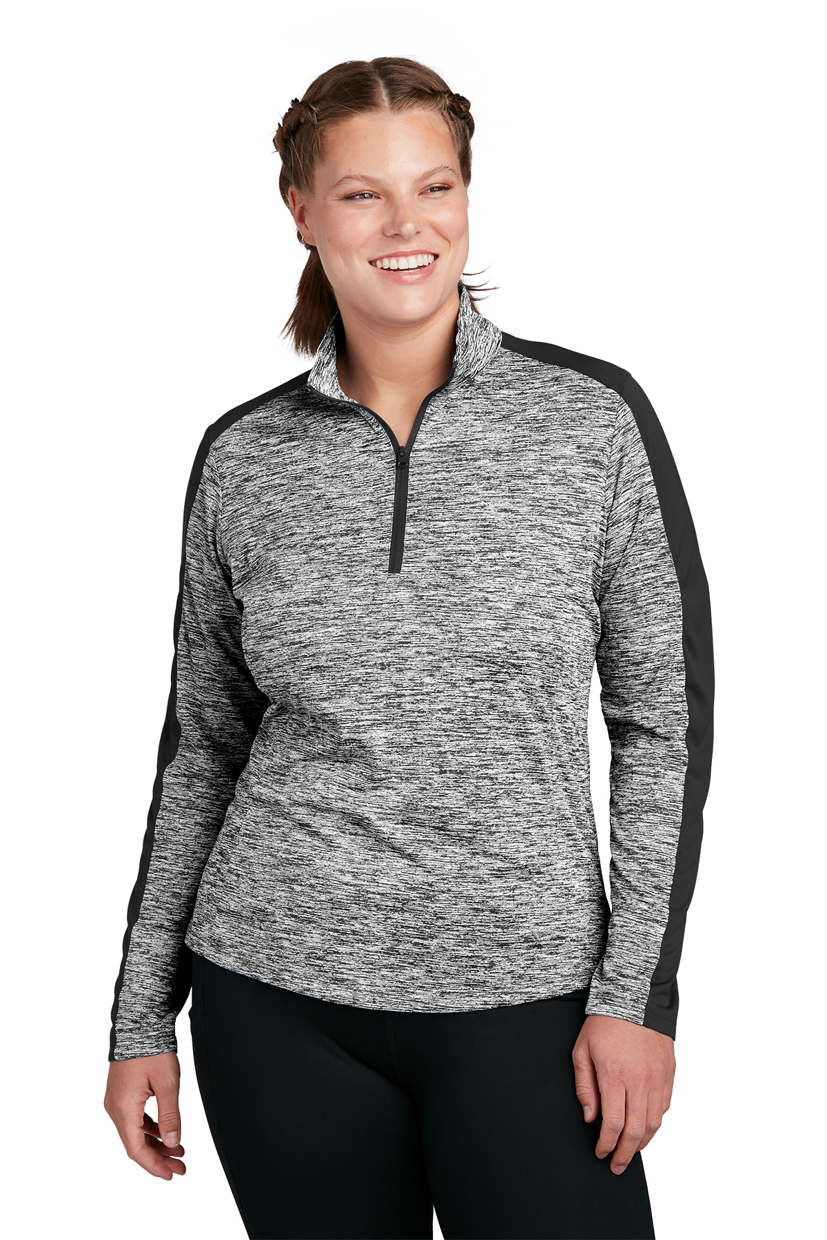 Sport-Tek Ladies PosiCharge Electric Heather Colorblock 1/4-Zip Pullover, Product