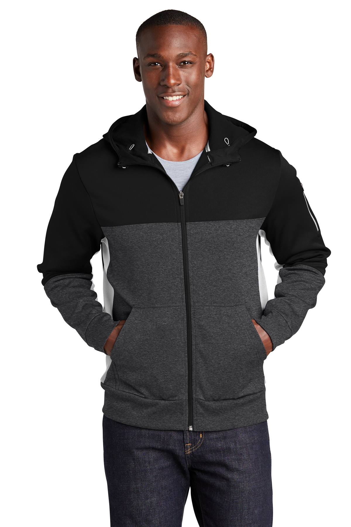 Sport-Tek Tech Fleece Colorblock Full-Zip Hooded Jacket | Product ...