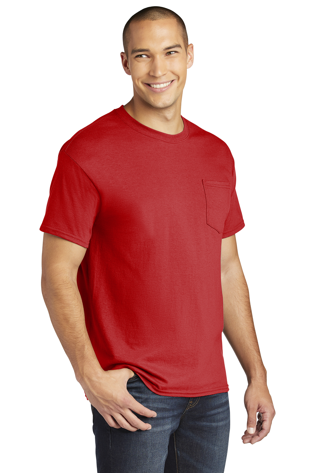 Gildan ® Heavy Cotton ™ 100% Cotton Pocket T-Shirt | 5-5.6 100% Cotton ...