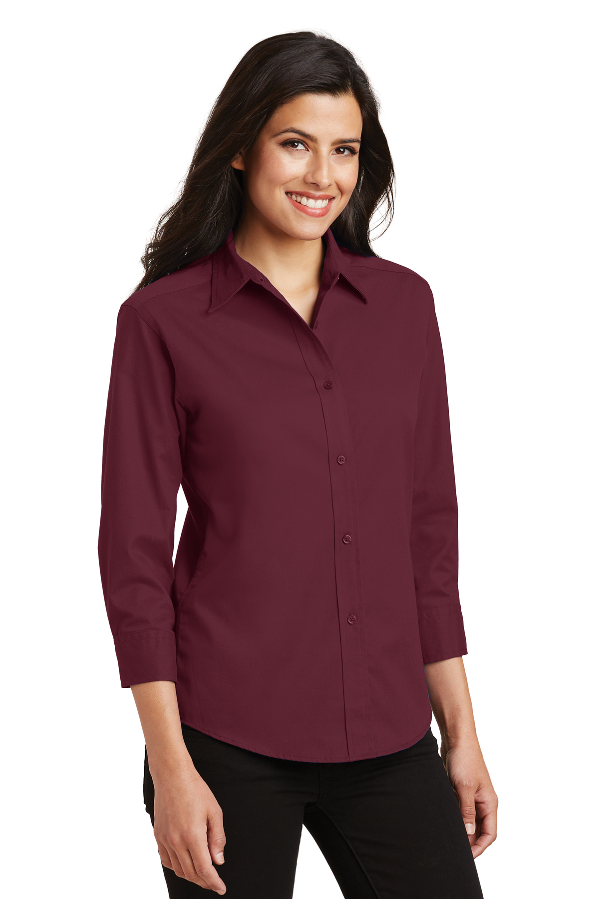 Burgundy dress shirt womens hot sale