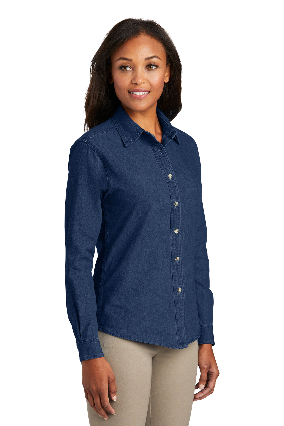 Port & Company - Ladies Long Sleeve Value Denim Shirt, Product