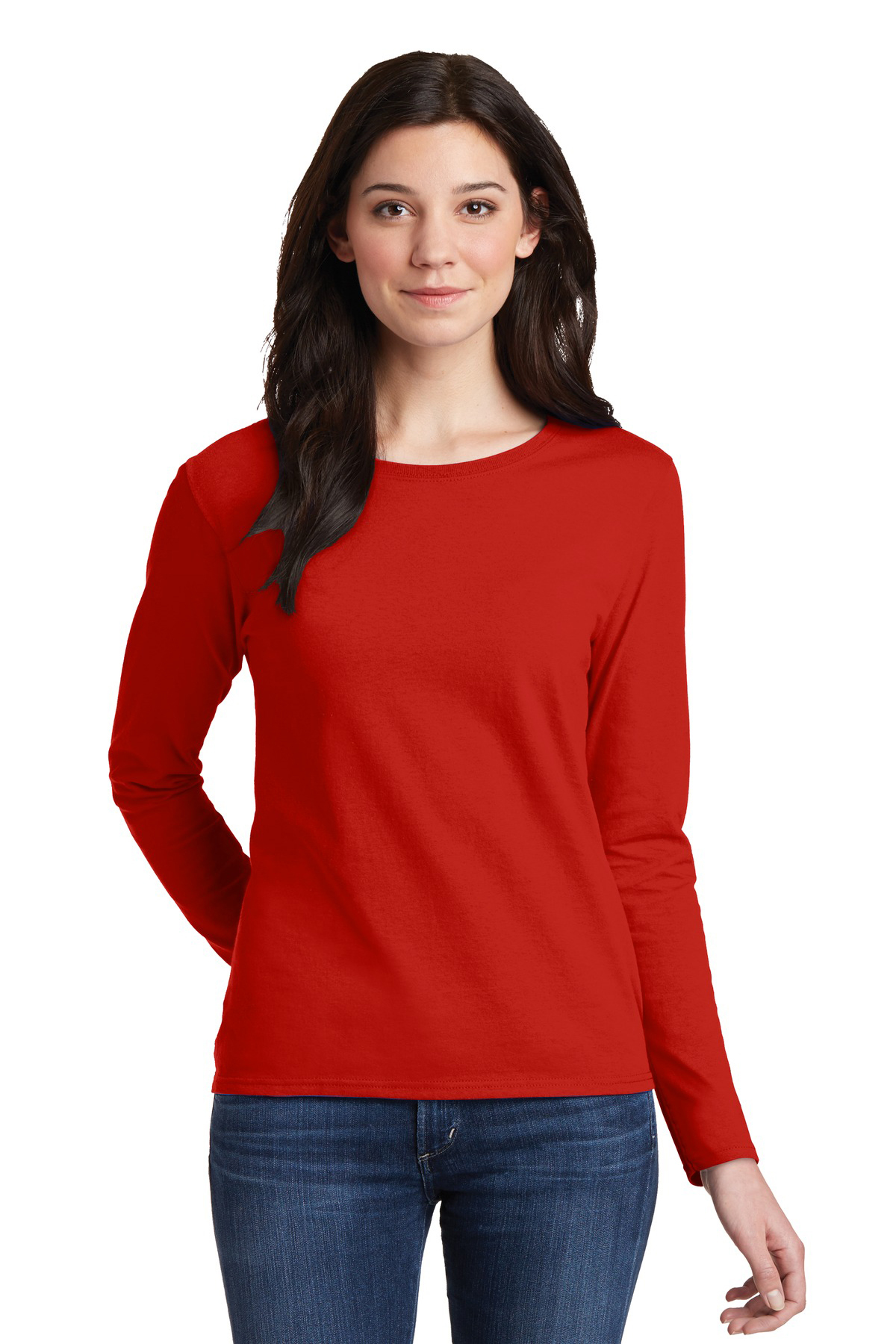 red cotton long sleeve shirt