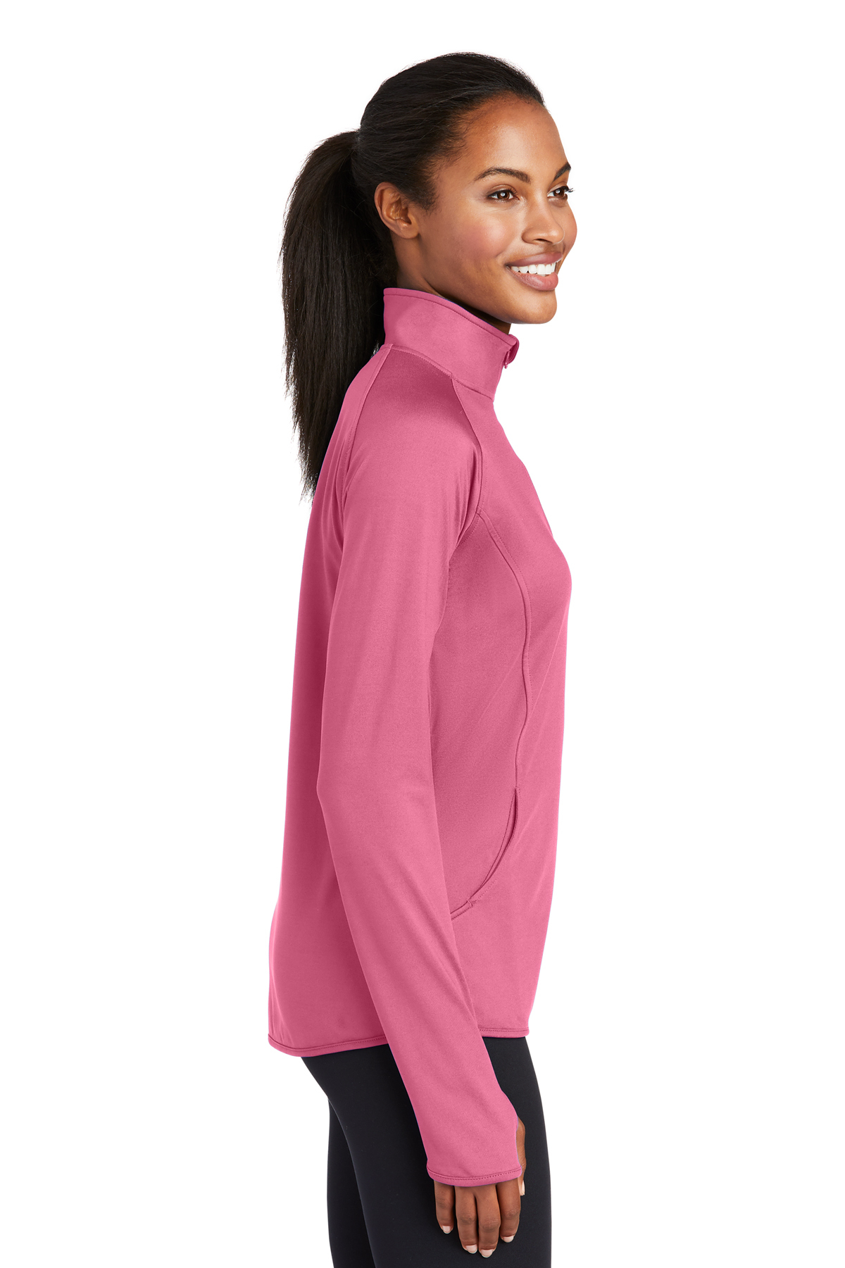 Sport-Tek ® Ladies Sport-Wick ® Stretch 1/2-Zip Pullover. Lst850  S White 