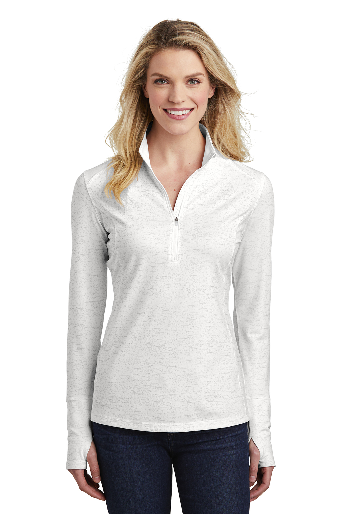 SanMar Product Pullover Stretch | Sport-Wick 1/2-Zip Heather Sport-Tek Reflective Ladies |