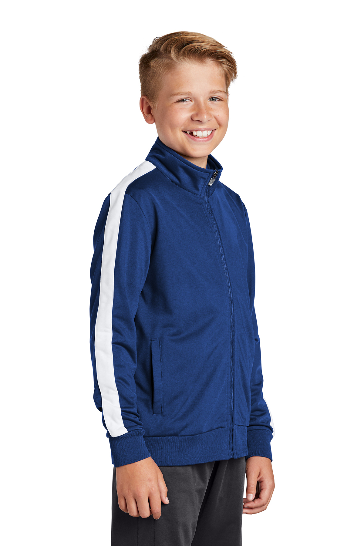 Sport-Tek Youth Tricot Sleeve Stripe Track Jacket | Product | Online ...