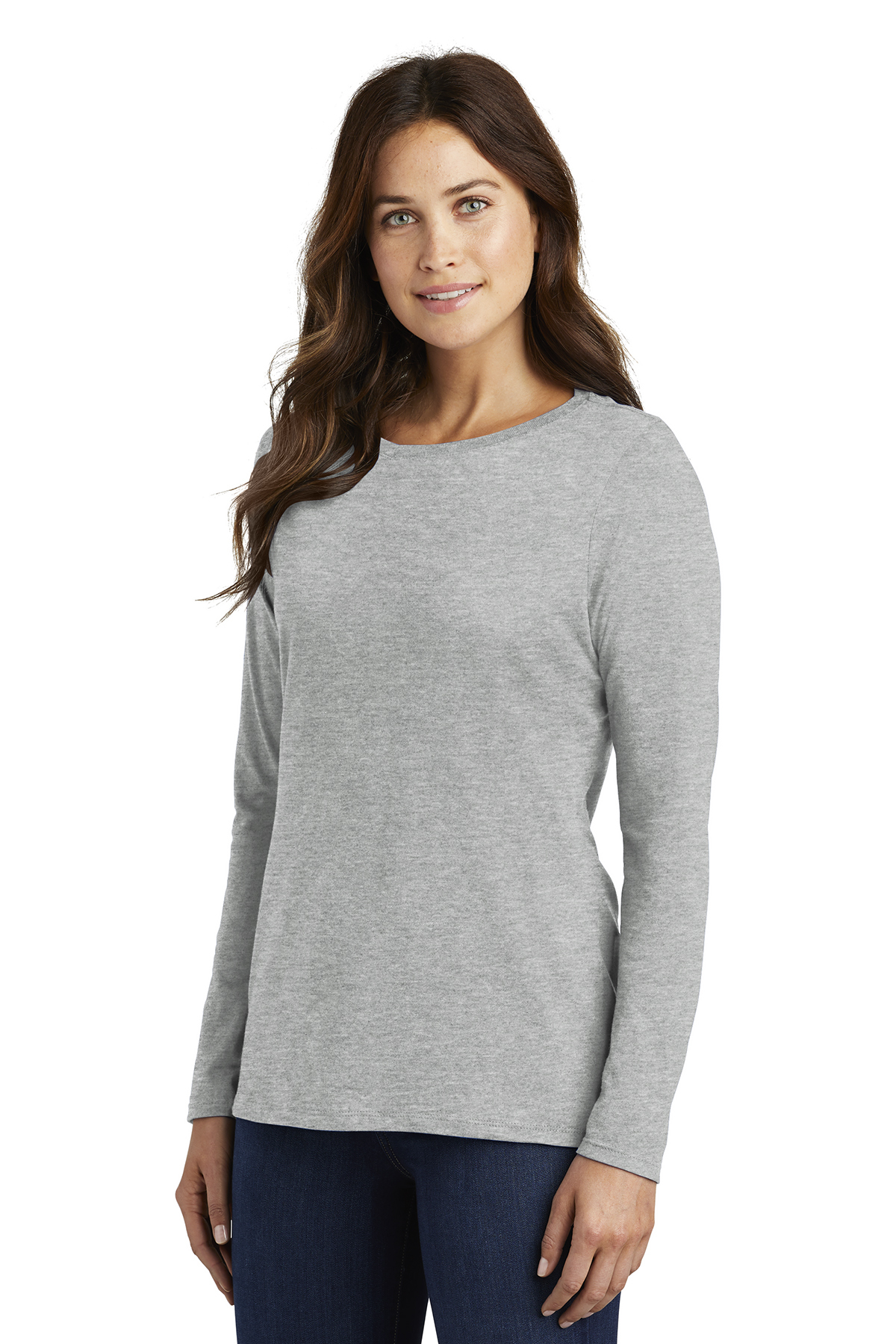 Grey Ladies Core Cotton Long Sleeve T Shirt for Women