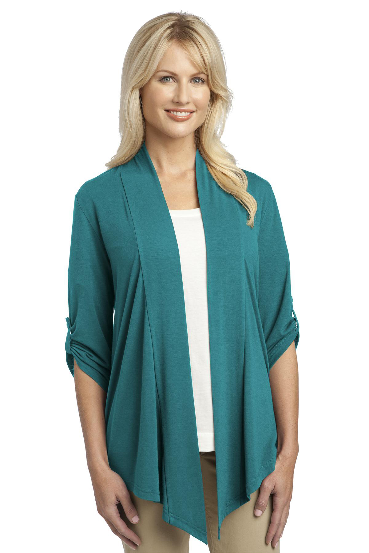 port authority ladies concept stretch button front cardigan