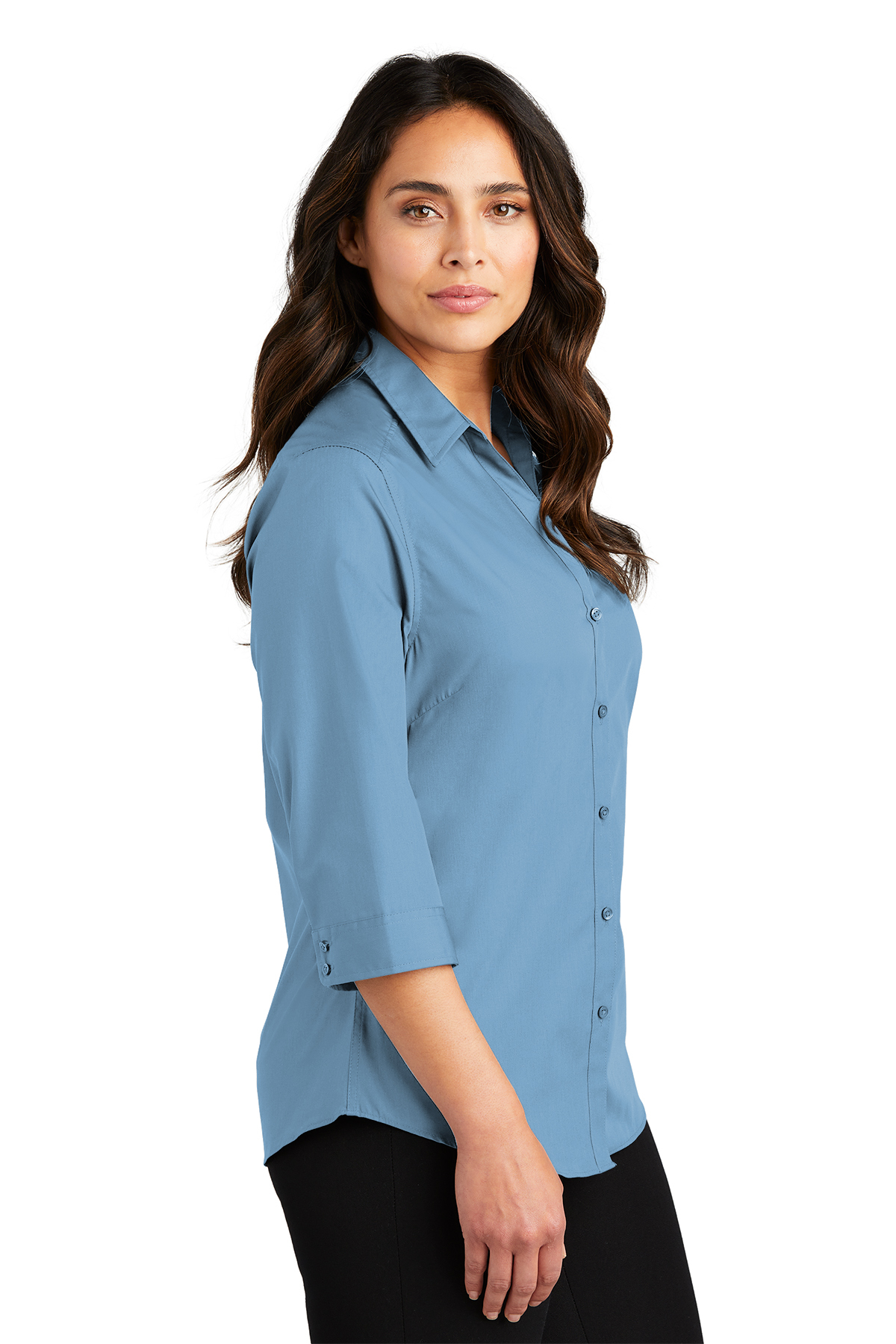 Port Authority Ladies 3/4-Sleeve Carefree Poplin Shirt | Product ...