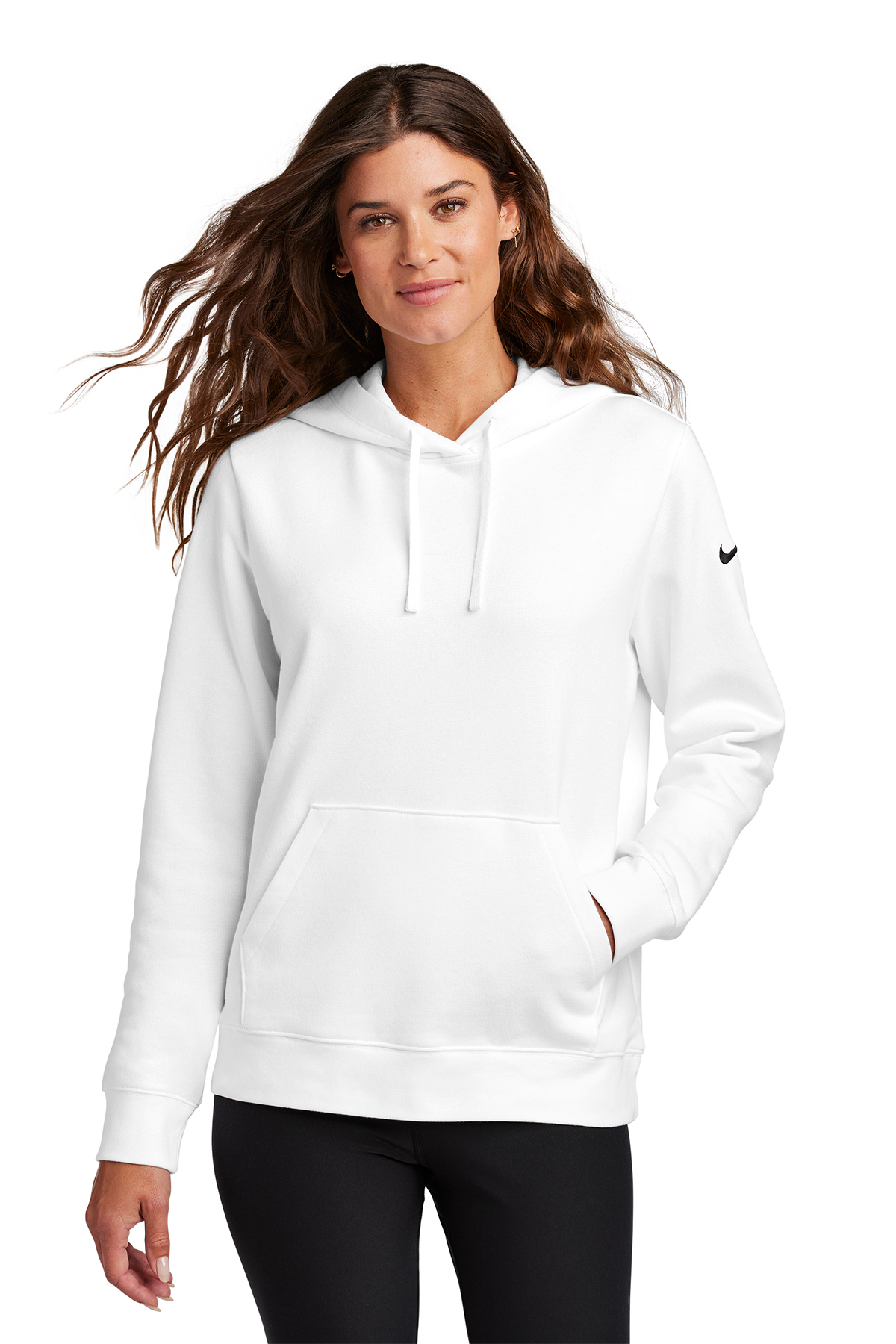 Nike Ladies Club Fleece Sleeve Swoosh Pullover Hoodie | Product | SanMar