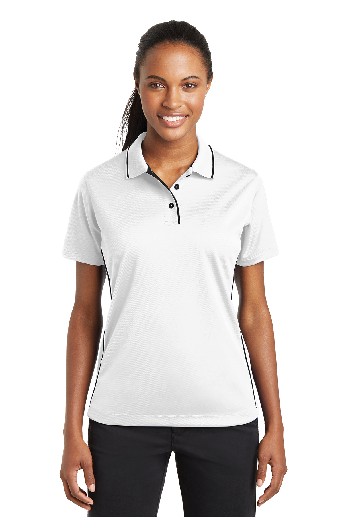 Sport-Tek Ladies Dri-Mesh Polo with Tipped Collar and Piping, Product
