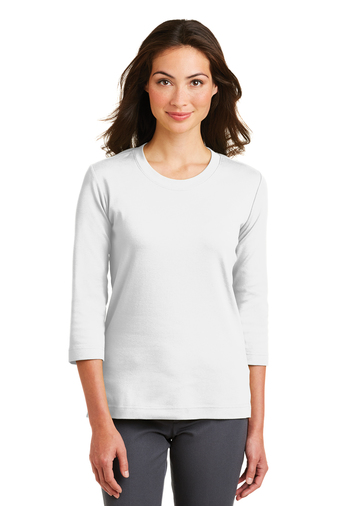 Port Authority Ladies Modern Stretch Cotton 3/4-Sleeve Scoop Neck Shirt ...