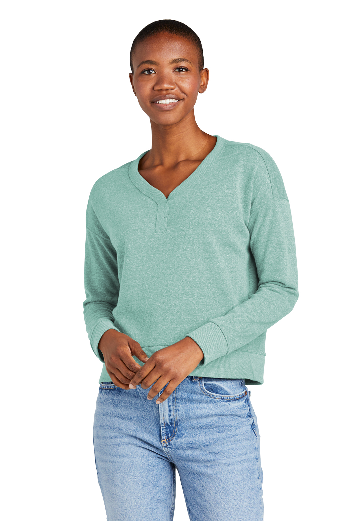 District Women's Perfect Tri Fleece V-Neck Sweatshirt | Product 
