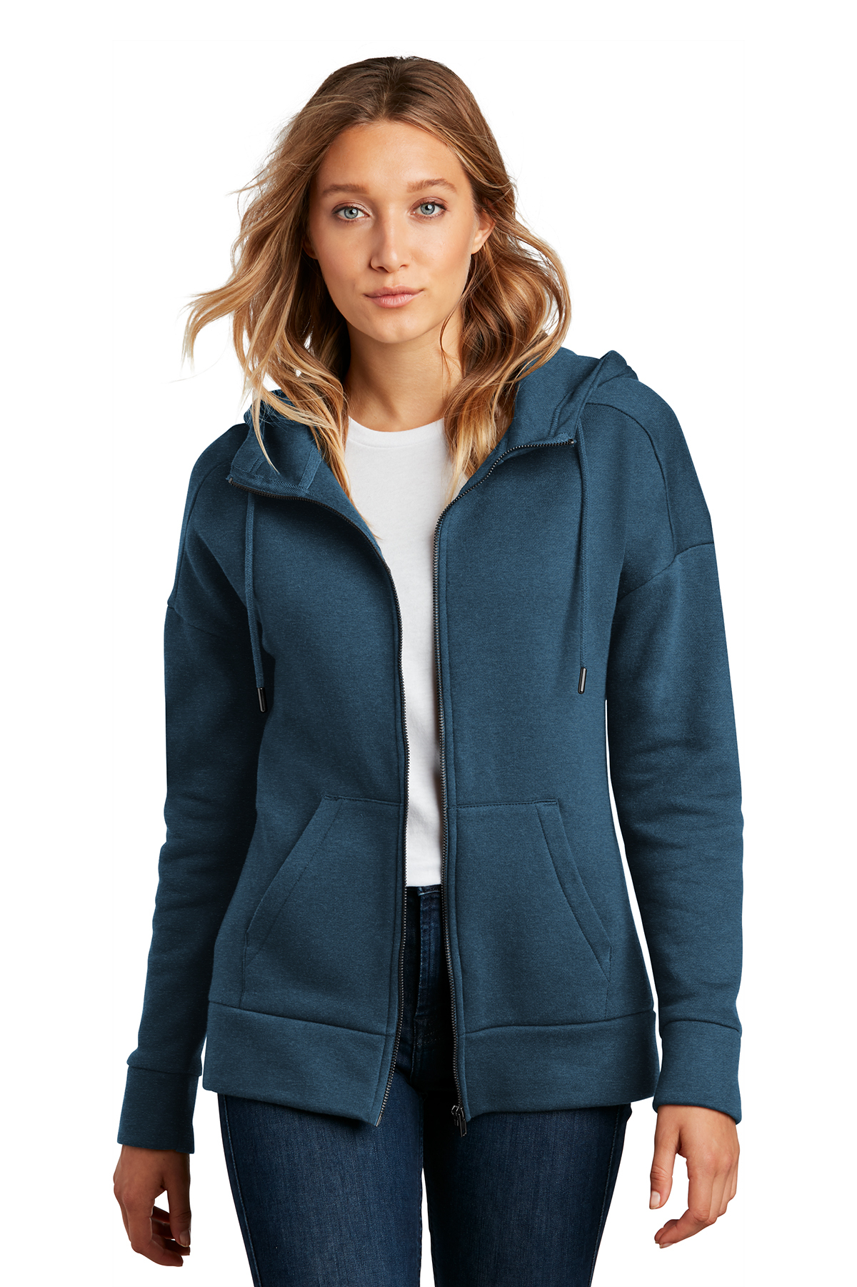 District Women's Perfect Weight Fleece Drop Shoulder Full-Zip Hoodie, Product