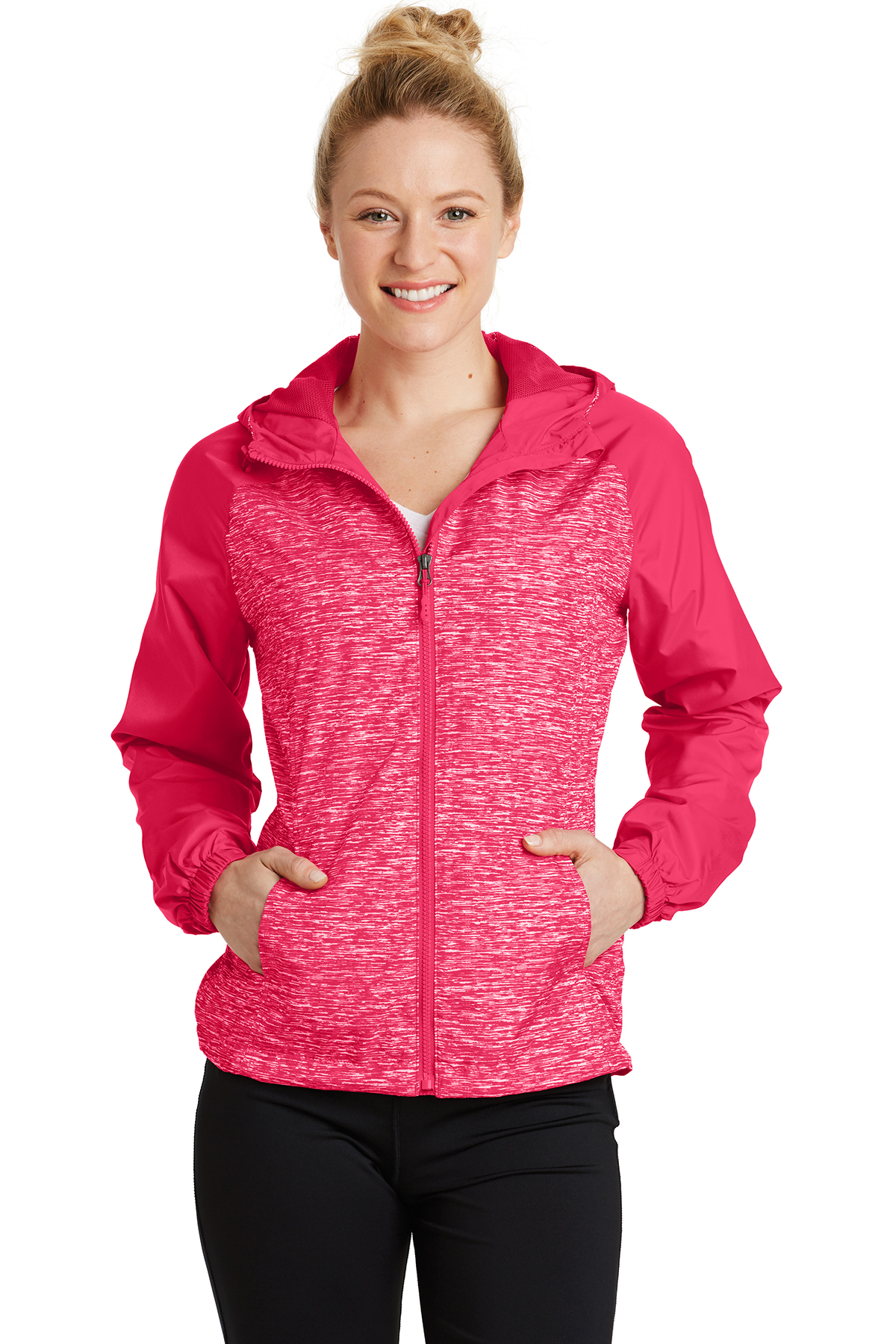Sport-Tek Ladies Heather Colorblock Hooded Sport-Tek | Wind Raglan Jacket | Product