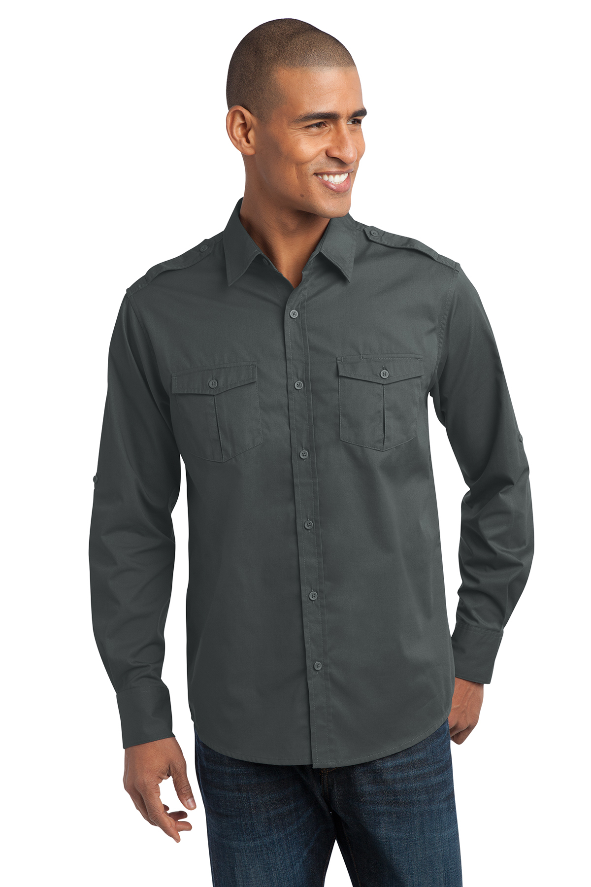 Port Authority Stain-Release Roll Sleeve Twill Shirt | Product | SanMar