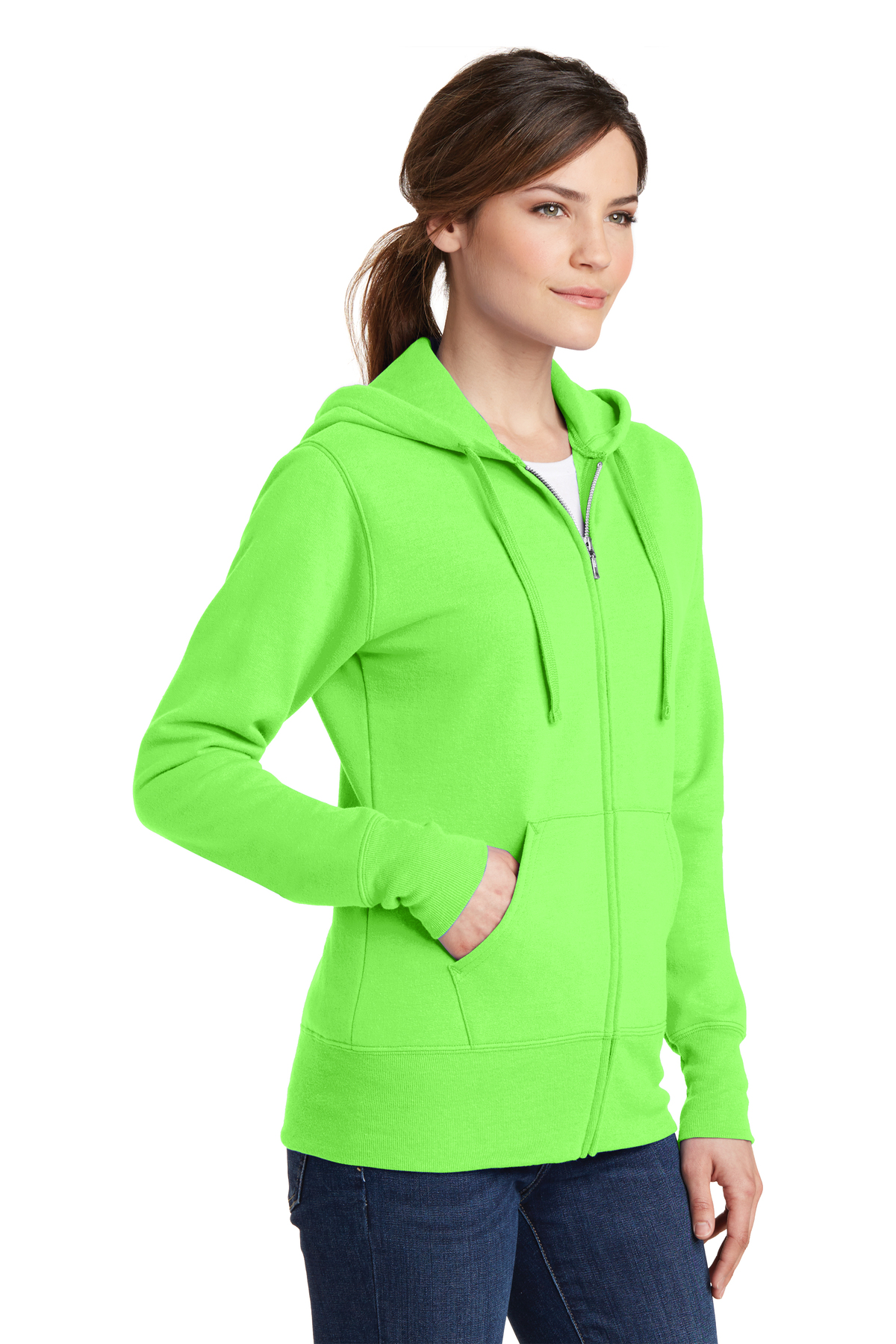 XS-4XL Ladies Core Fleece Full-Zip Hooded Sweatshirts in Sizes