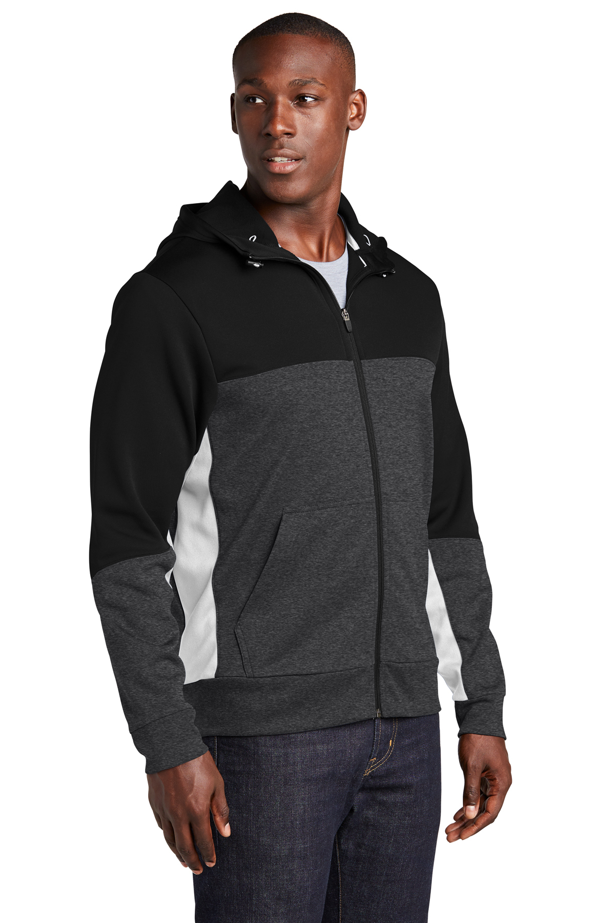 Sport-Tek Tech Fleece Colorblock Full-Zip Hooded Jacket | Product ...
