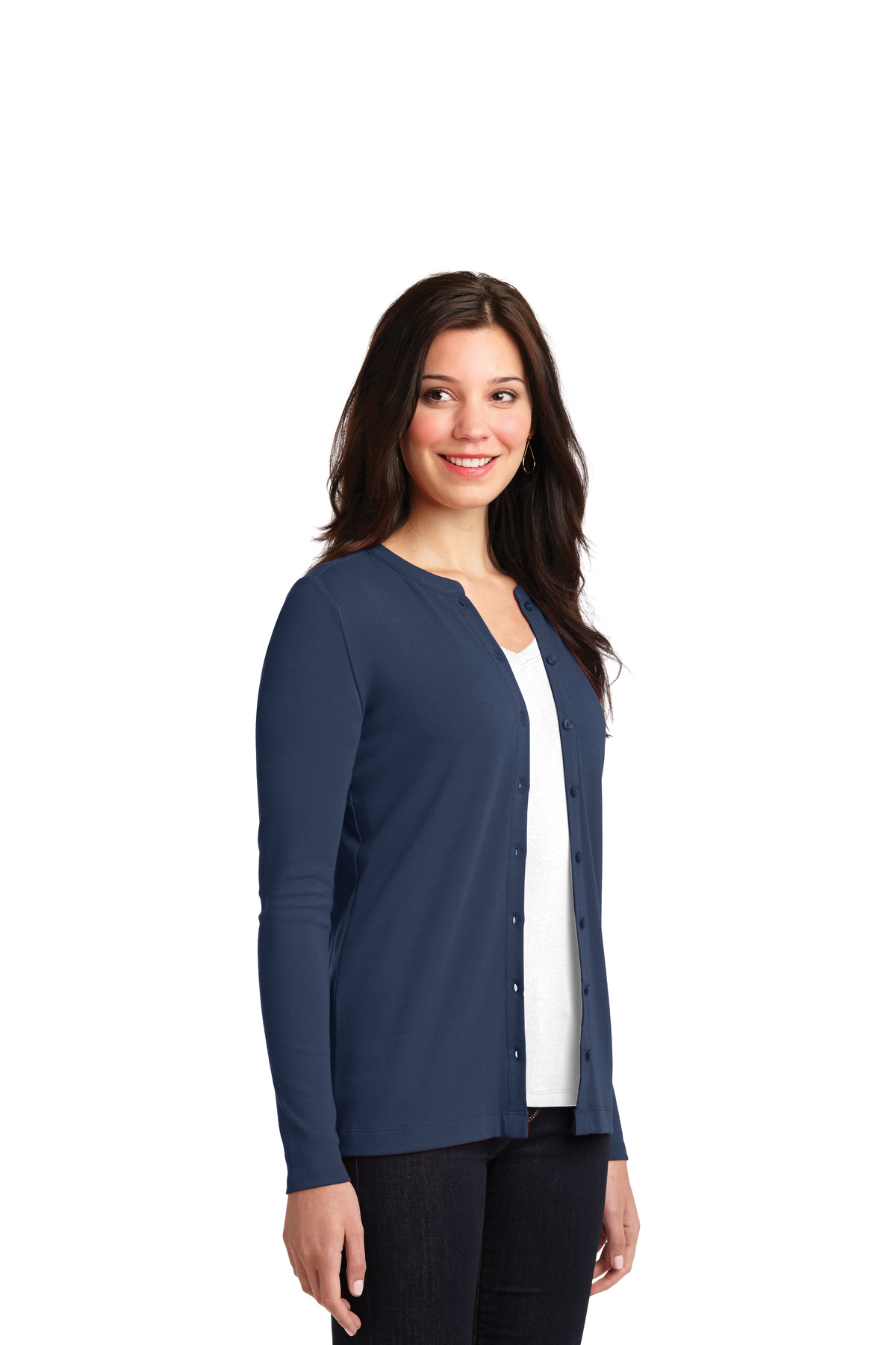 port authority ladies concept stretch button front cardigan