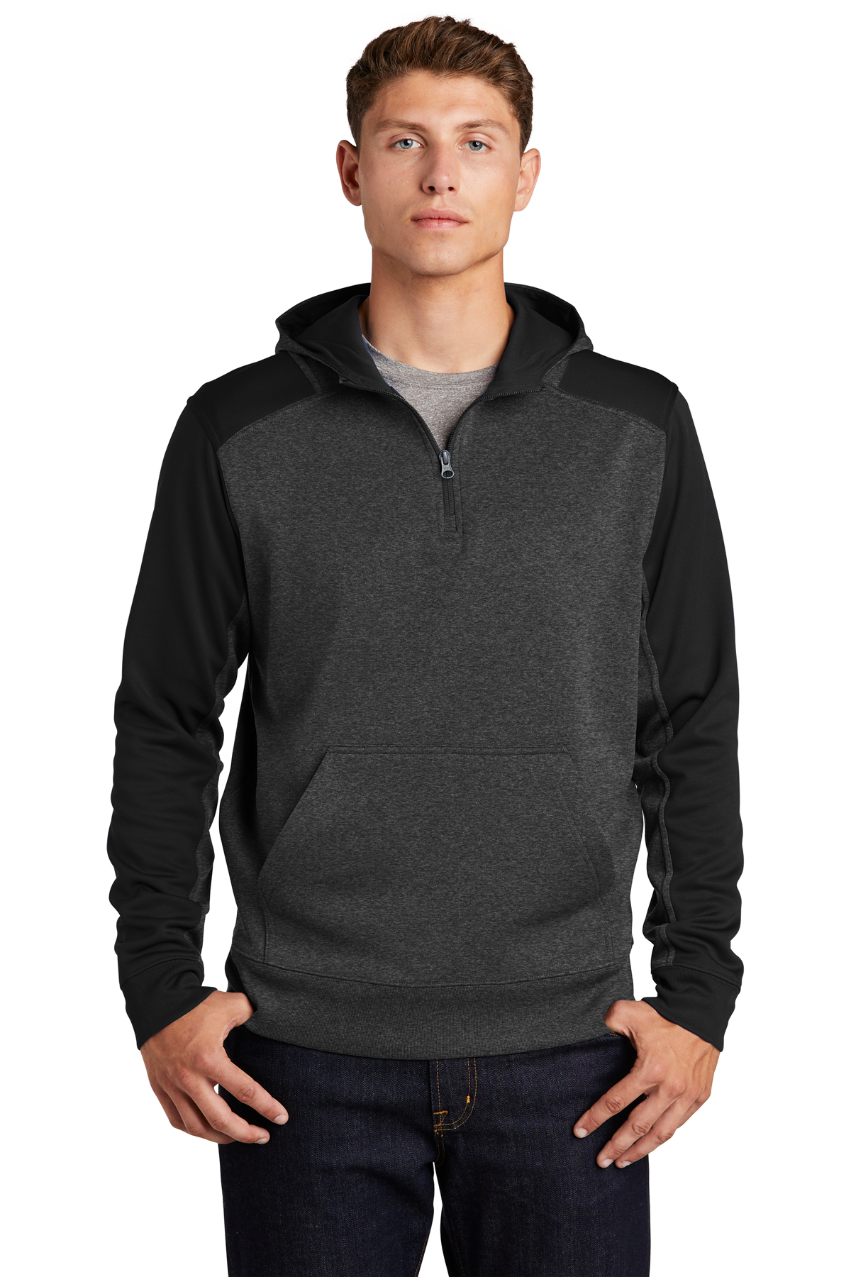 Sport-Tek Tech Fleece Colorblock 1/4-Zip Hooded Sweatshirt | Product ...