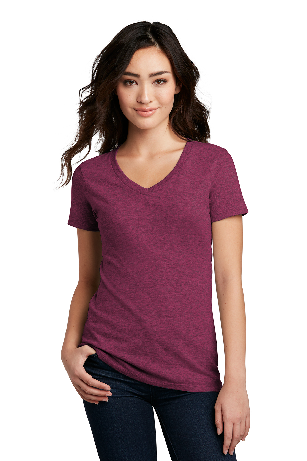 District Women’s Perfect Blend CVC V-Neck Tee | Product | SanMar