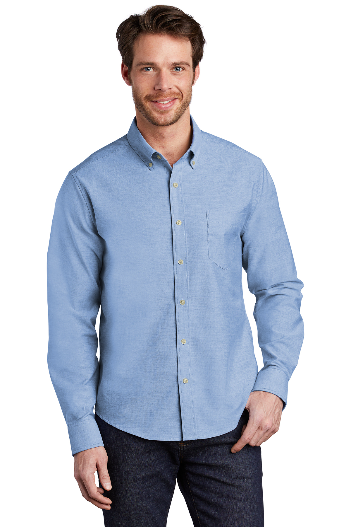 Port Authority Untucked Fit SuperPro Oxford Shirt | Product | SanMar