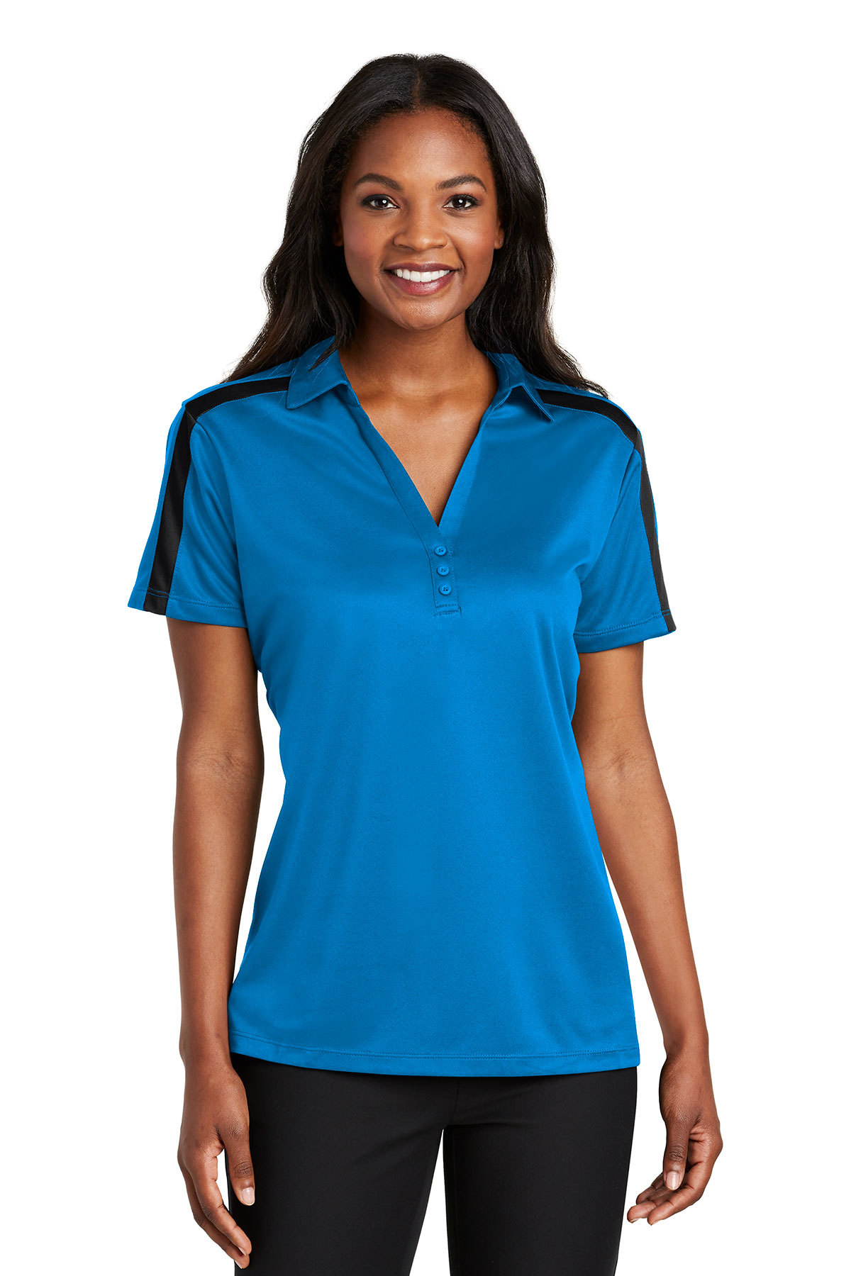 Port Authority Ladies Silk Touch™ Performance Colorblock Stripe Polo ...