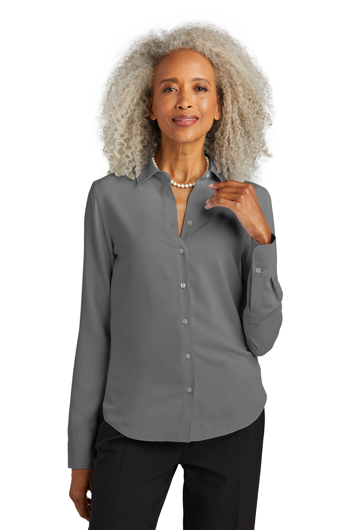 Brooks Brothers Women's Full-Button Satin Blouse | Product | SanMar