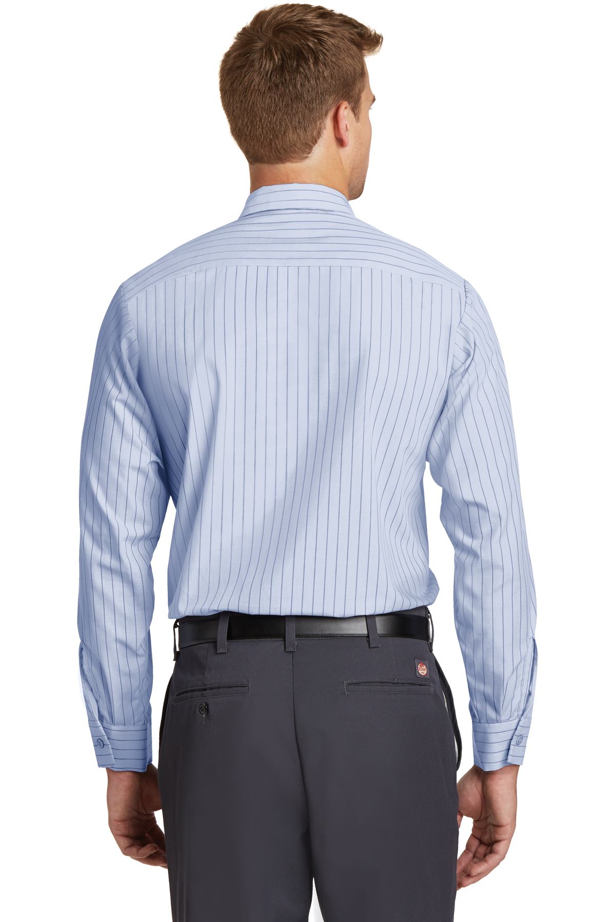 Red Kap Long Sleeve Striped Industrial Work Shirt | Product | SanMar