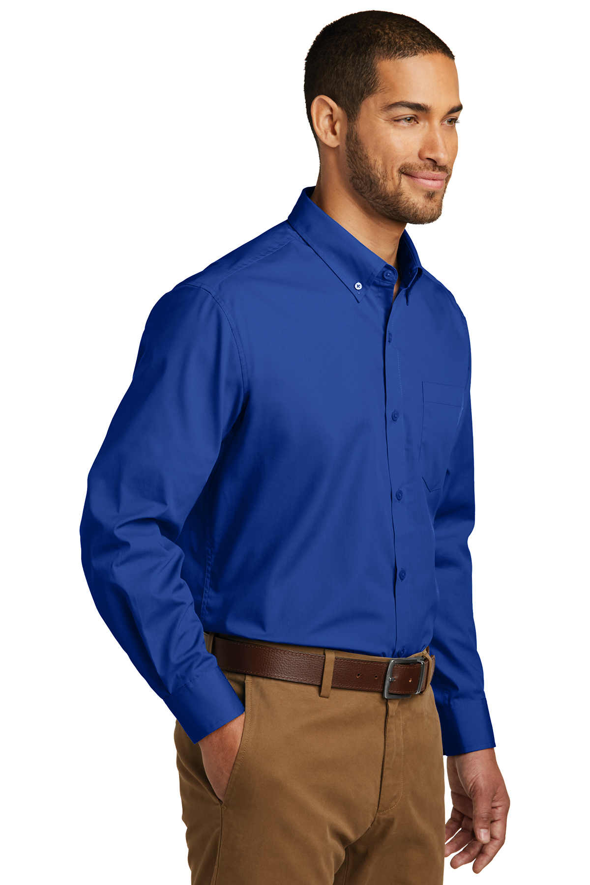 Port Authority Tall Long Sleeve Carefree Poplin Shirt | Product | SanMar