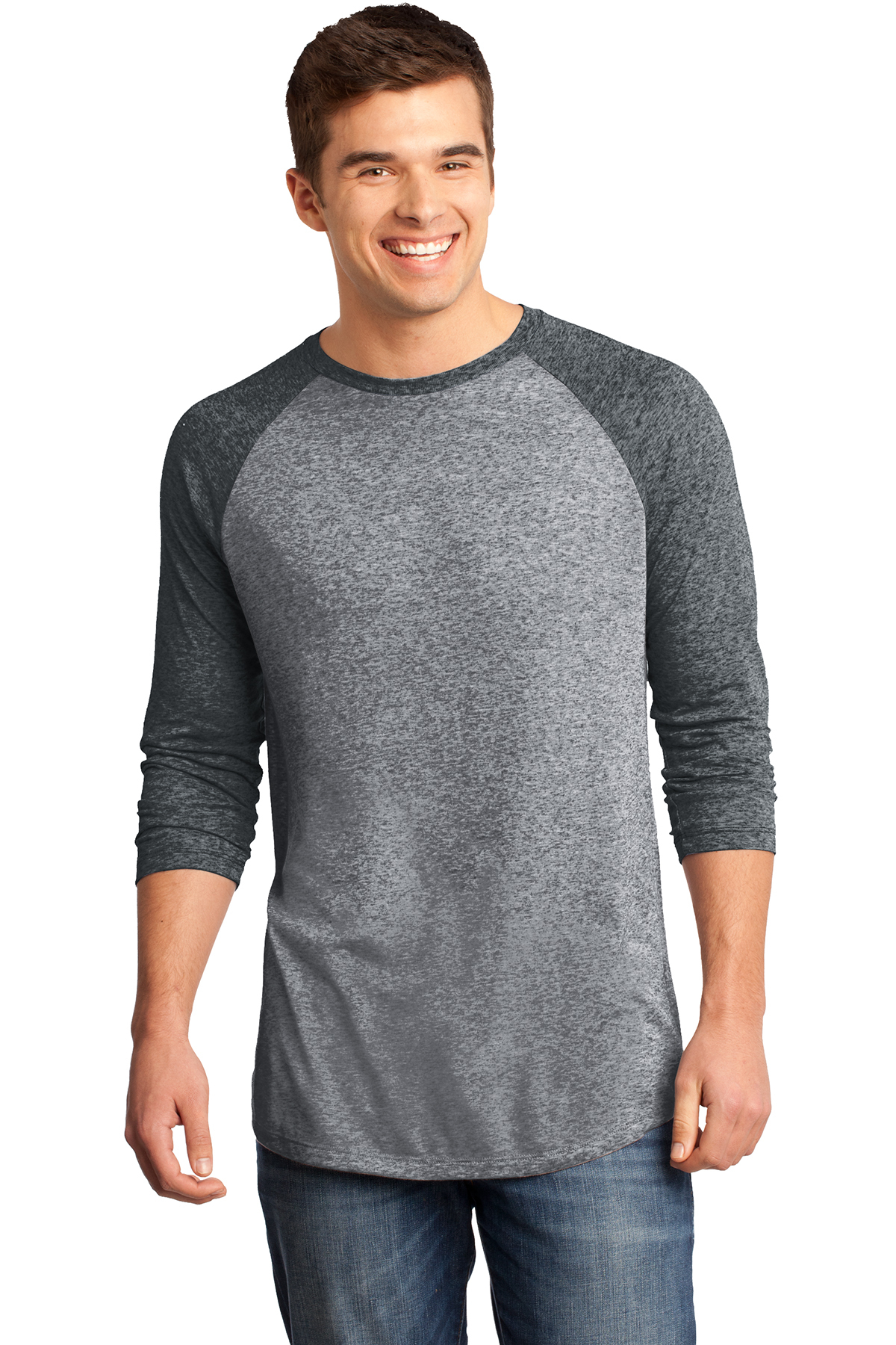District - Young Mens Microburn 3/4-Sleeve Raglan Tee | Product | SanMar