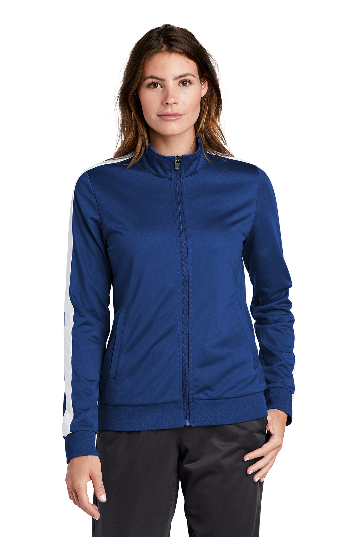 Sport-Tek Ladies Tricot Sleeve Stripe Track Jacket | Product | Company ...