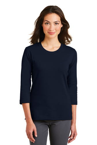 Port Authority Ladies Modern Stretch Cotton 3/4-Sleeve Scoop Neck Shirt ...