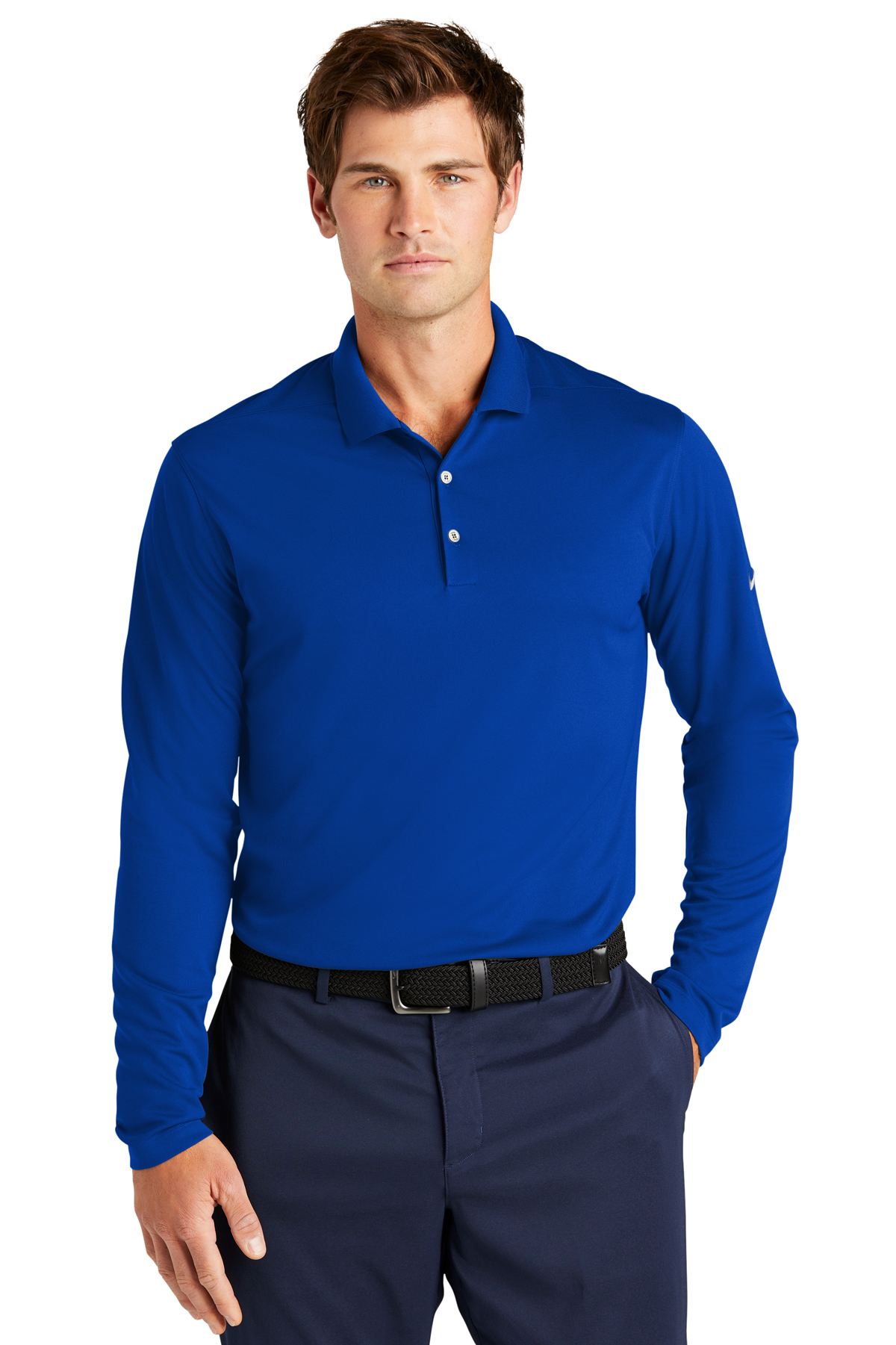 Men's Premium Double L Polo, Long-Sleeve Without Pocket Camp Green Large, Cotton | L.L.Bean