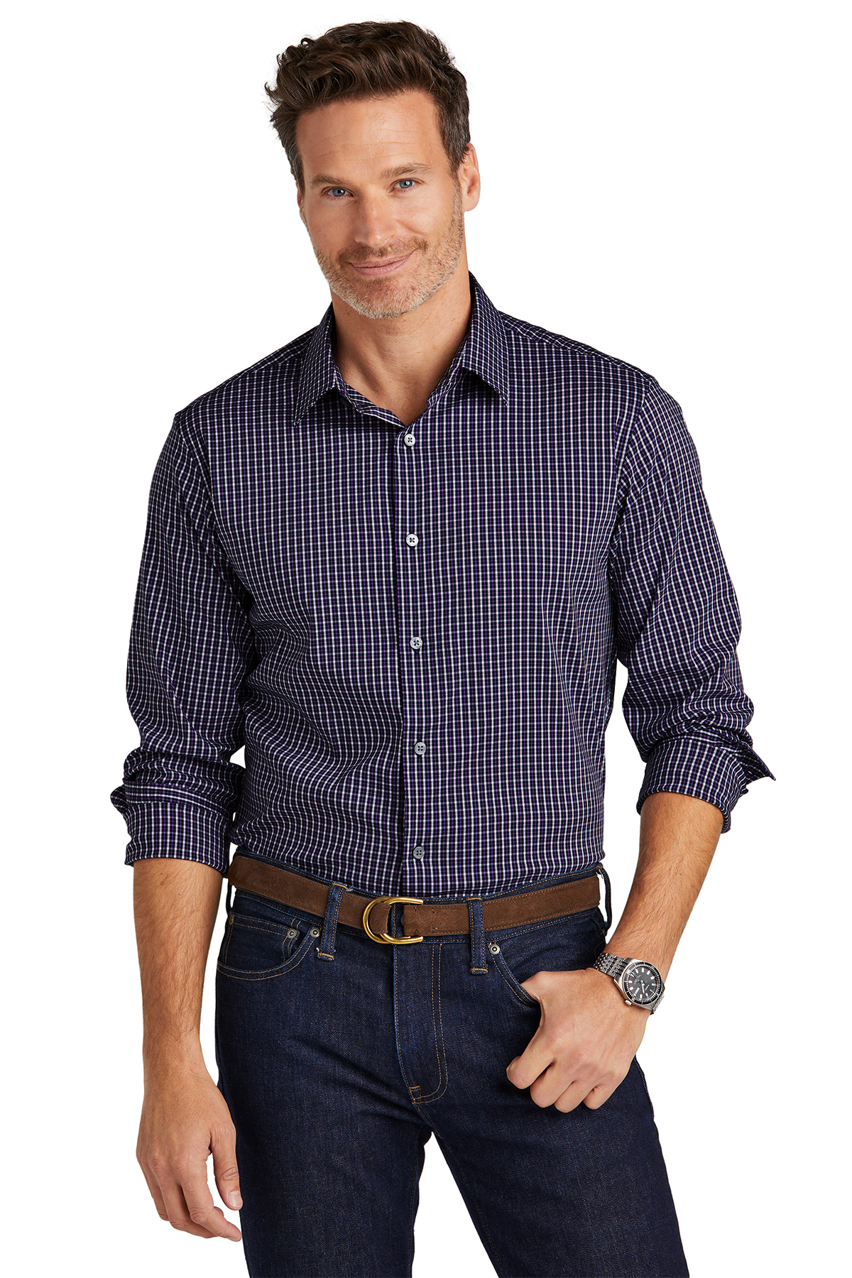 Brooks Brothers Tech Stretch Patterned Shirt | Product | SanMar Brooks Brothers Tech Stretch Patterned Shirt | Product | SanMar