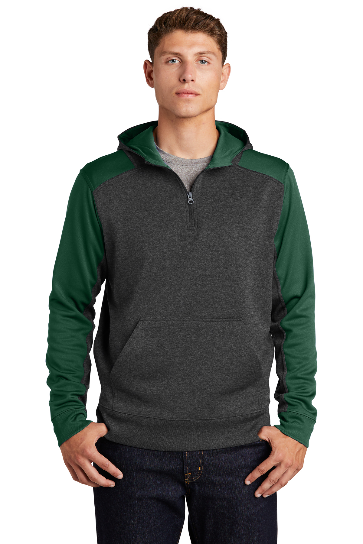 Sport-Tek Tech Fleece Colorblock 1/4-Zip Hooded Sweatshirt 