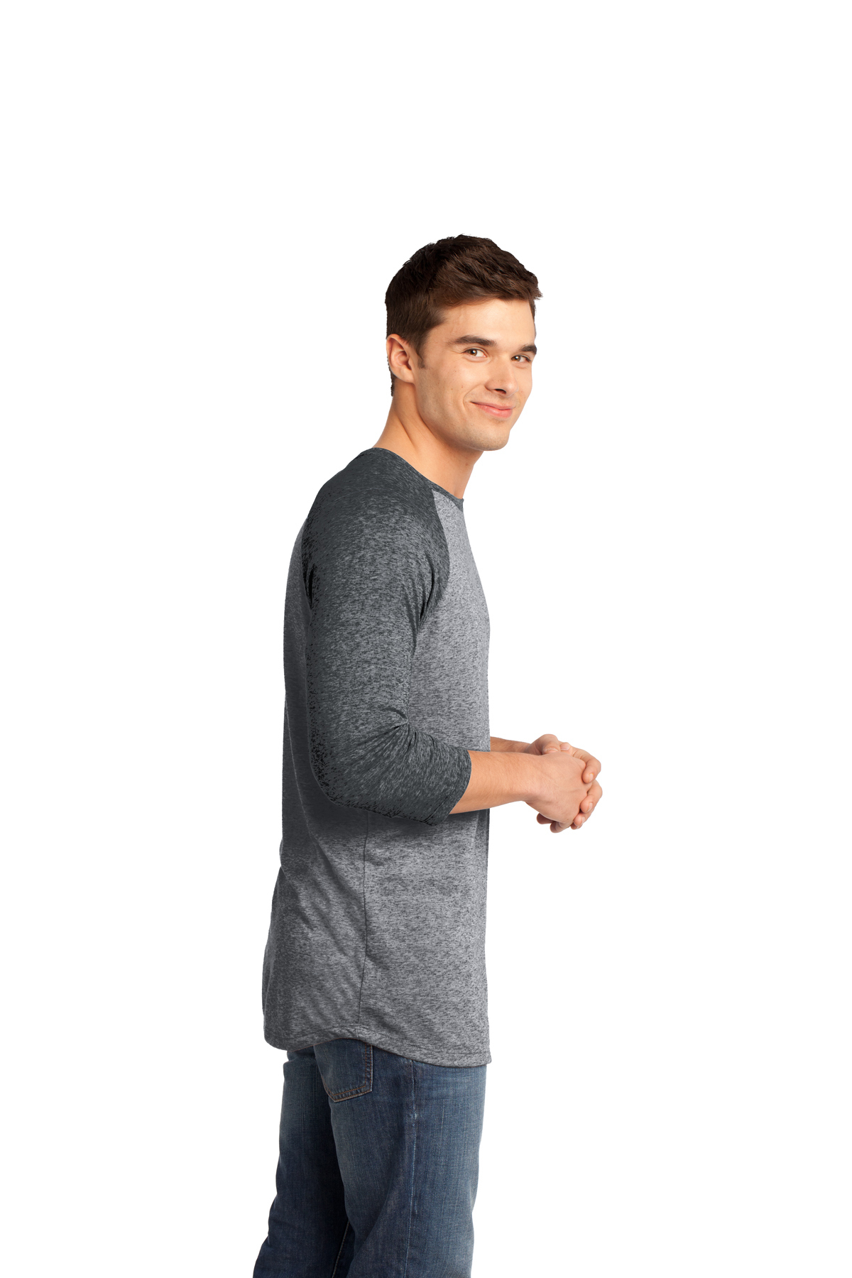 District - Young Mens Microburn 3/4-Sleeve Raglan Tee | Product | SanMar