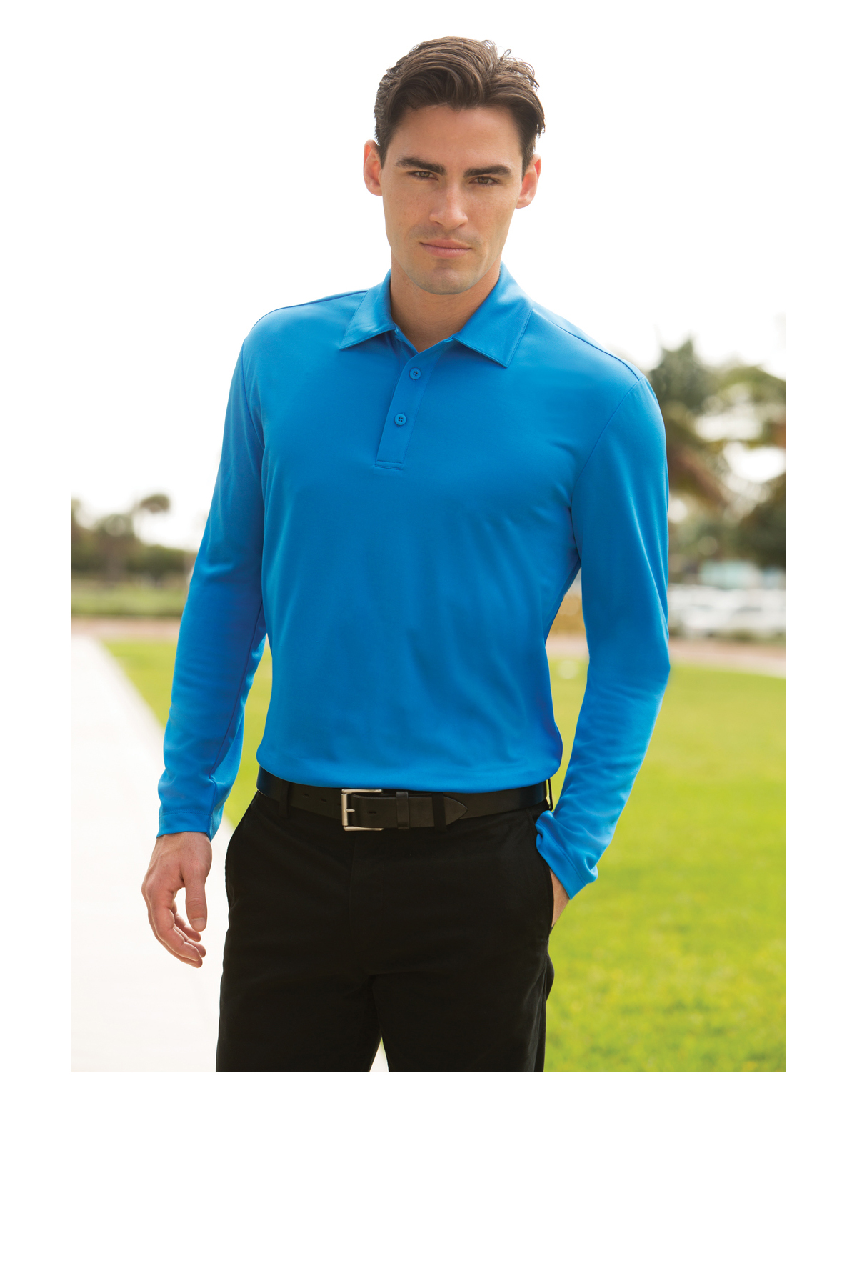 Port Authority Silk Touch™ Long Sleeve Polo with Pocket